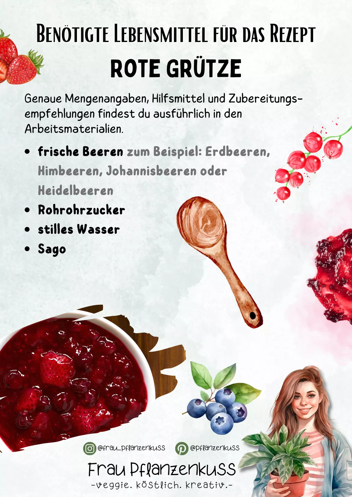 Bild in der Beschreibung des Unterrichtsmaterials Rezept Rote Grütze Hauswirtschaft 5. Klasse bis 9. Klasse von Frau Pflanzenkuss #1