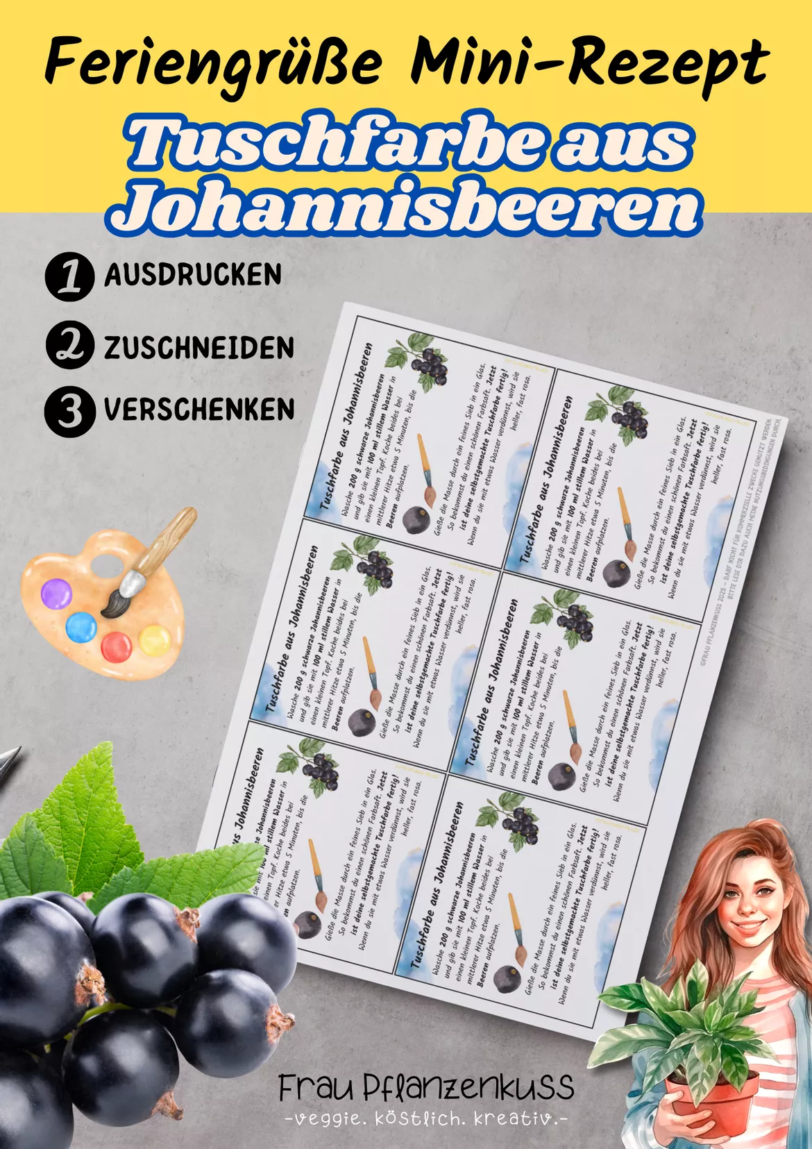 Bild in der Beschreibung des Unterrichtsmaterials Feriengrüße Mini-Rezept Karten: Tuschfarbe aus Johannisbeeren von Frau Pflanzenkuss #1
