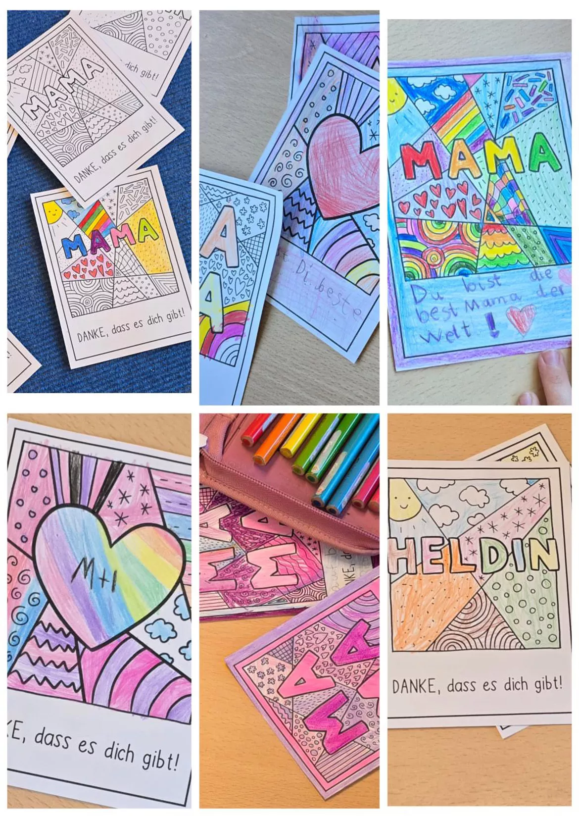 Bild in der Beschreibung des Unterrichtsmaterials Pop-Art MUTTERTAG - DIY Postkarten (Mama, Mami, Heldin, Herz + Stern) von Doodleteacher #1