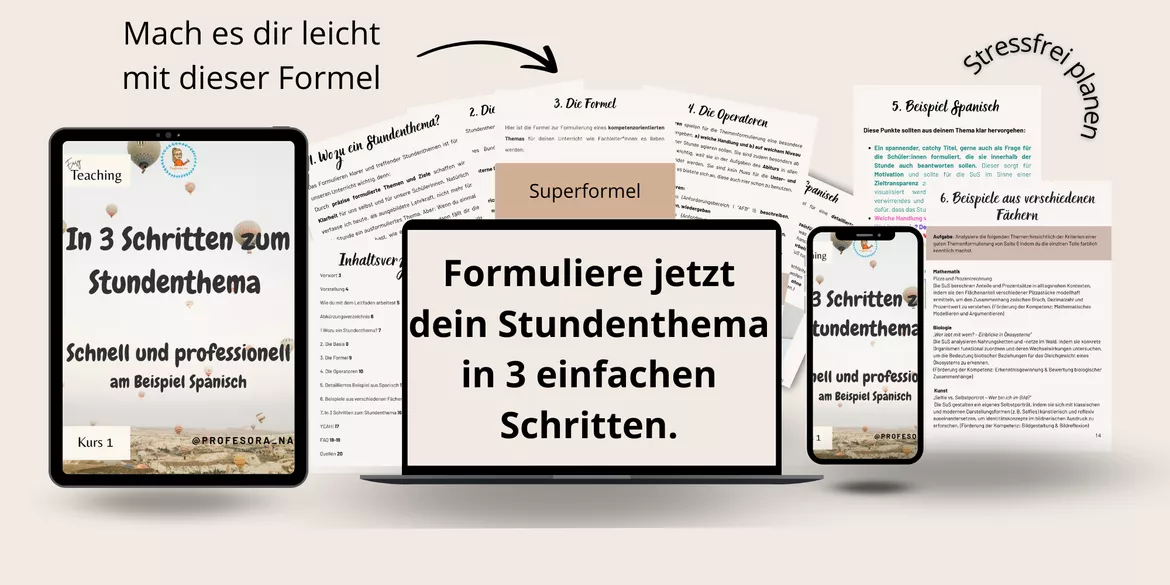Bild in der Beschreibung des Unterrichtsmaterials 🚀EasyTeaching 1: Formuliere dein Stundenthema in 3 Schritten! (Ebook 1) von Profesora Arte #1