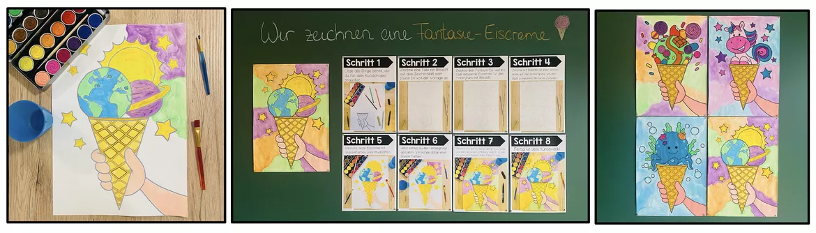 Bild in der Beschreibung des Unterrichtsmaterials Fantasie Eiscreme - Kunstprojekt (fertig geplante Kunststunde) von Unterrichtmitspass #1