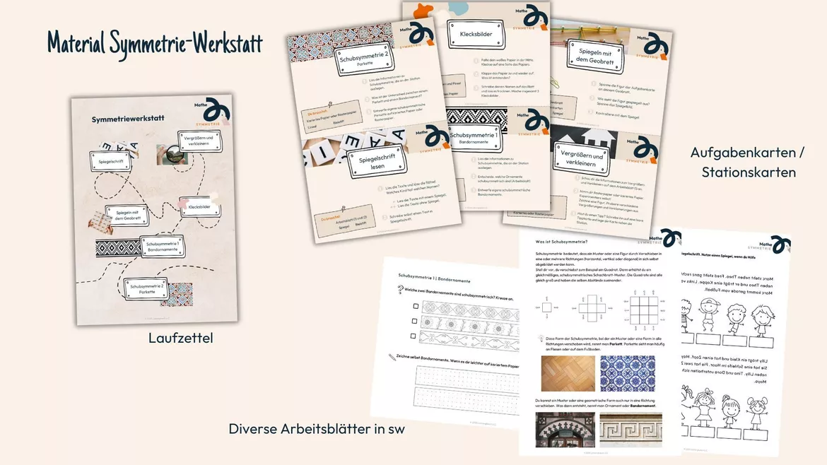 Bild in der Beschreibung des Unterrichtsmaterials Unterrichtseinheit Symmetrie (Mathematik) | Klasse 3 und 4 von Lehrerglück #3