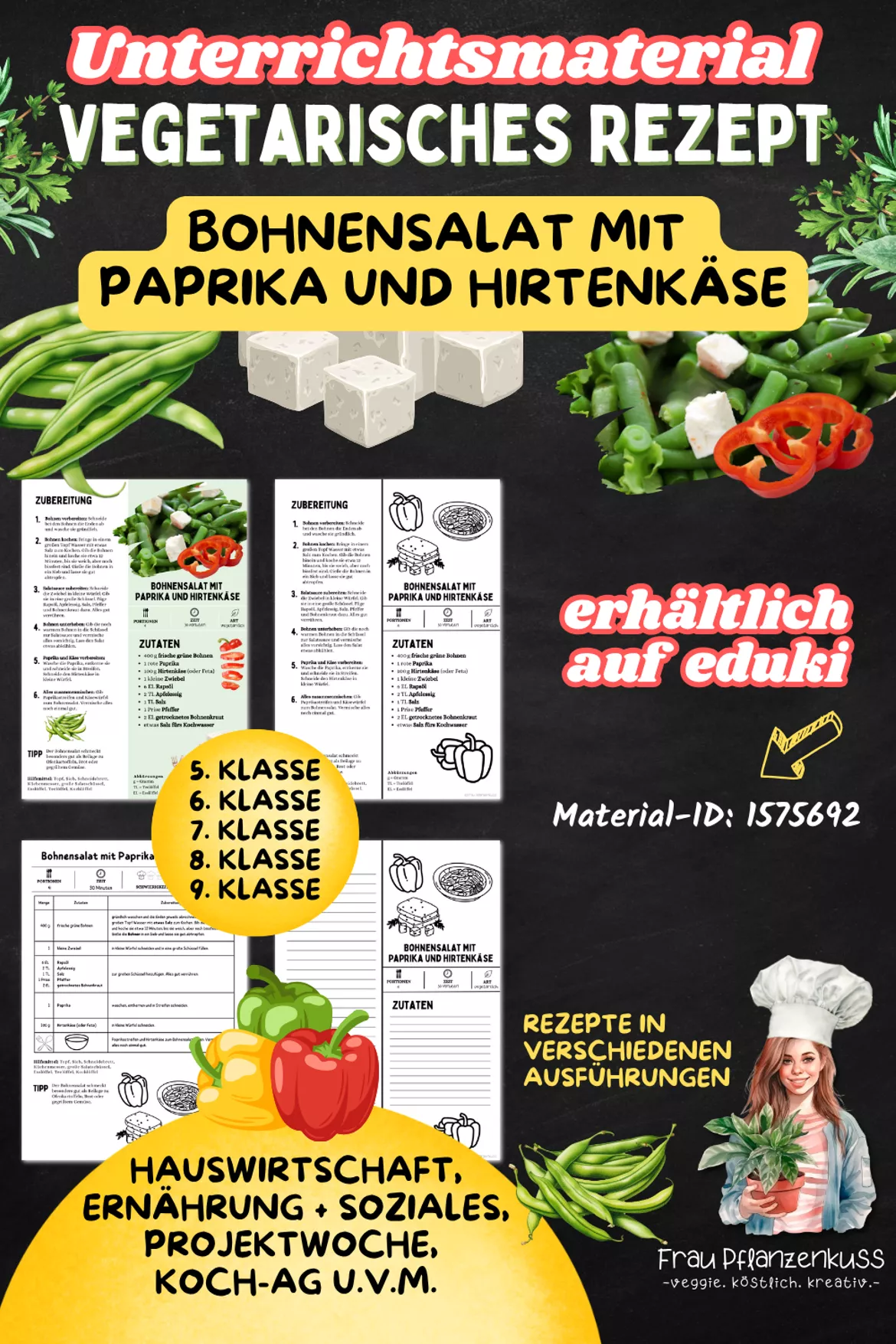 Bild in der Beschreibung des Unterrichtsmaterials Rezept: Bohensalat mit Hirtenkäse und Paprika 5. bis 9. Klasse von Frau Pflanzenkuss #1
