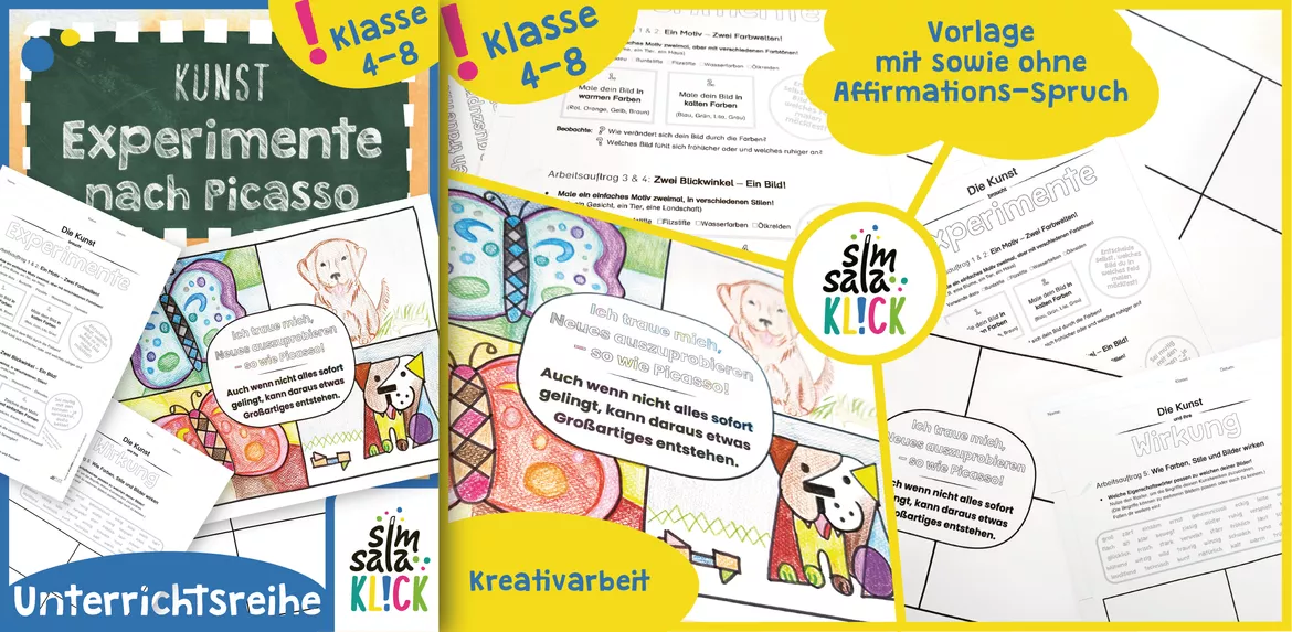 Bild in der Beschreibung des Unterrichtsmaterials wachsendes Materialpaket zum Thema Picasso *Unterrichtsreihe* von simsalaKLICK #4