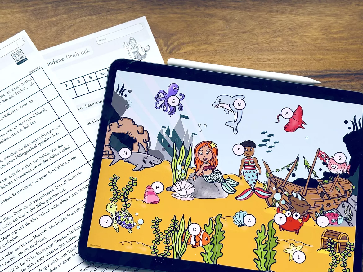 Bild in der Beschreibung des Unterrichtsmaterials Sommer Lesespur, Lesespurgeschichte Klasse 1, Klasse 2, Klasse 3, DaZ Leseaufgabe von LernTagebuch #1