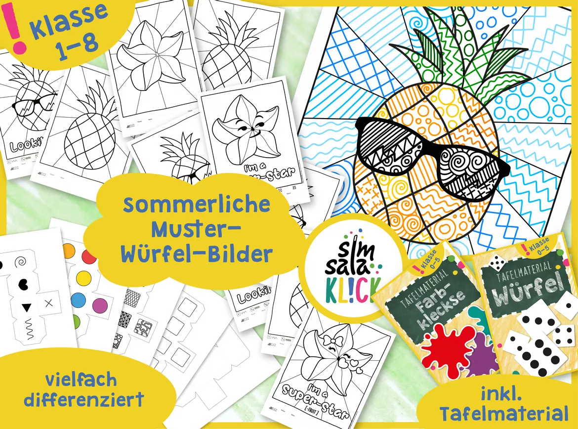 Bild in der Beschreibung des Unterrichtsmaterials KUNST ☀️sommerliche Früchte-Würfelbilder: 🍍🎲😎 von simsalaKLICK #1