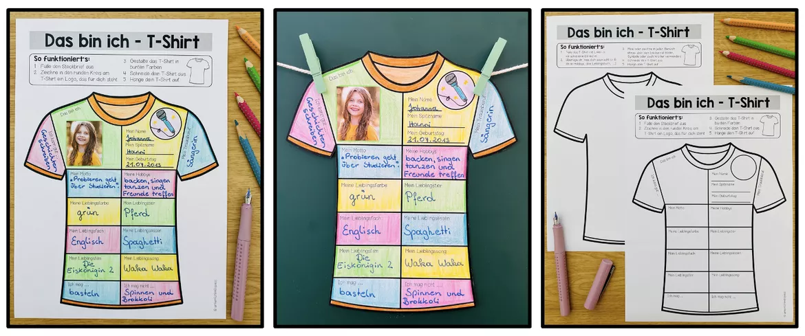 Bild in der Beschreibung des Unterrichtsmaterials Das bin ich - T-Shirt (Steckbrief) von Unterrichtmitspass #1