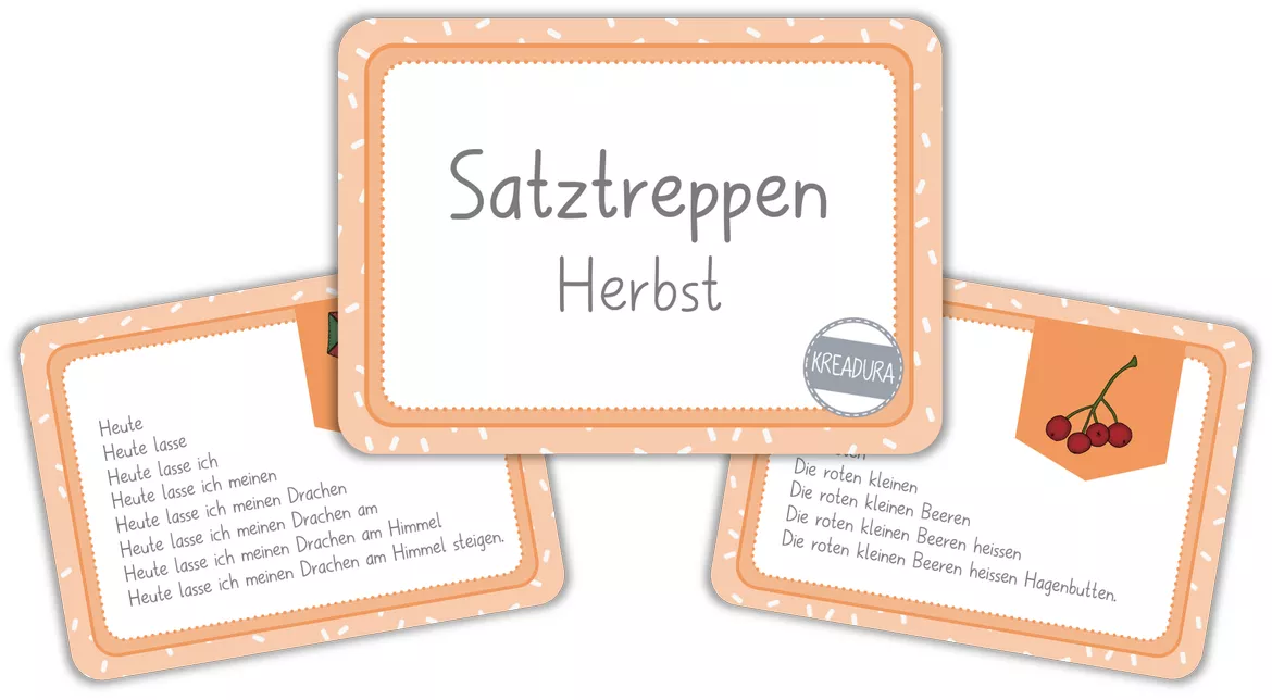 Bild in der Beschreibung des Unterrichtsmaterials Satztreppen Herbst - Lesekarten - Klettkarten von Kreadura #1