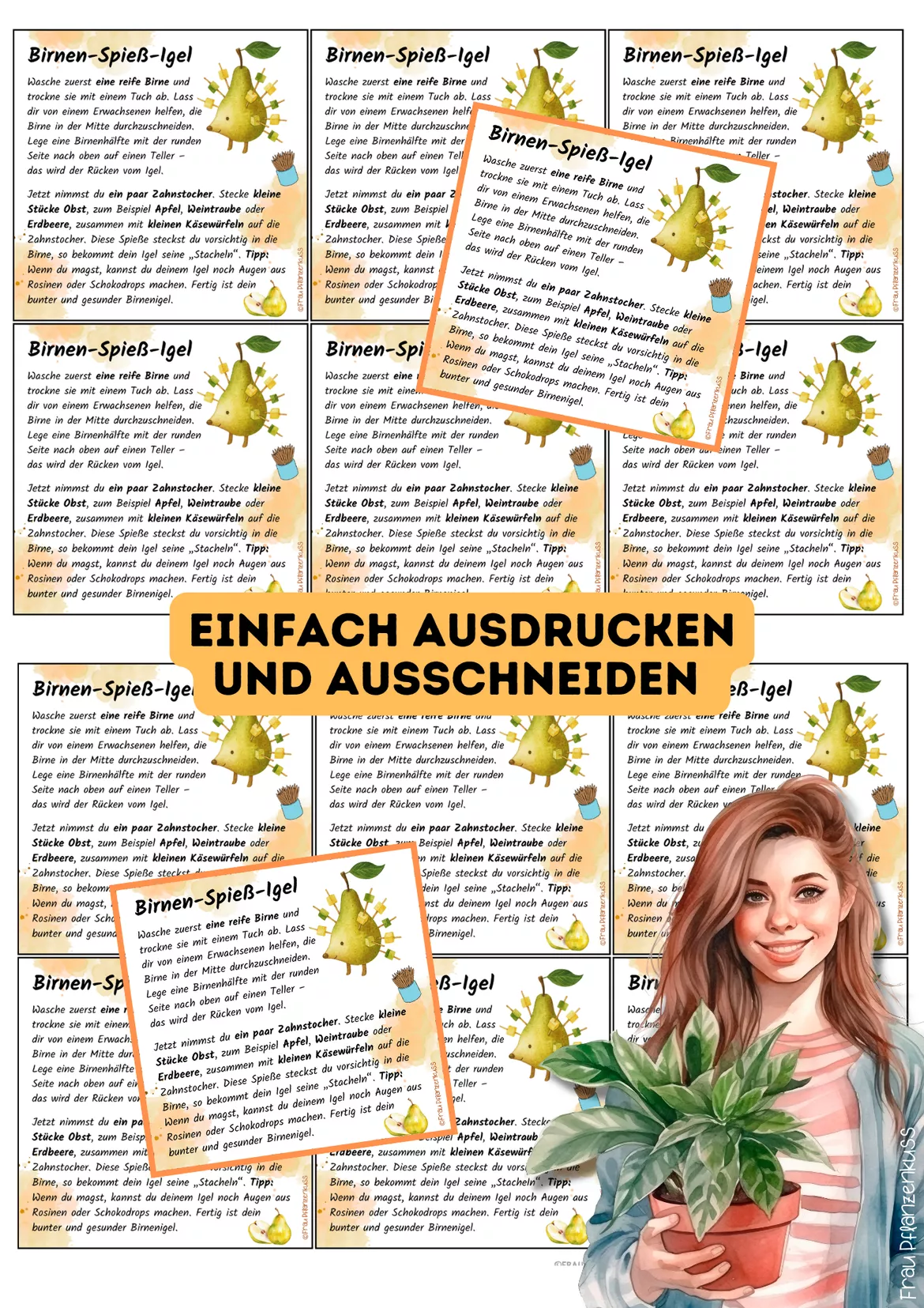 Bild in der Beschreibung des Unterrichtsmaterials Birnen-Spieß-Igel Klasse 1 bis 4 - Feriengruß Herbstferien von Frau Pflanzenkuss #2