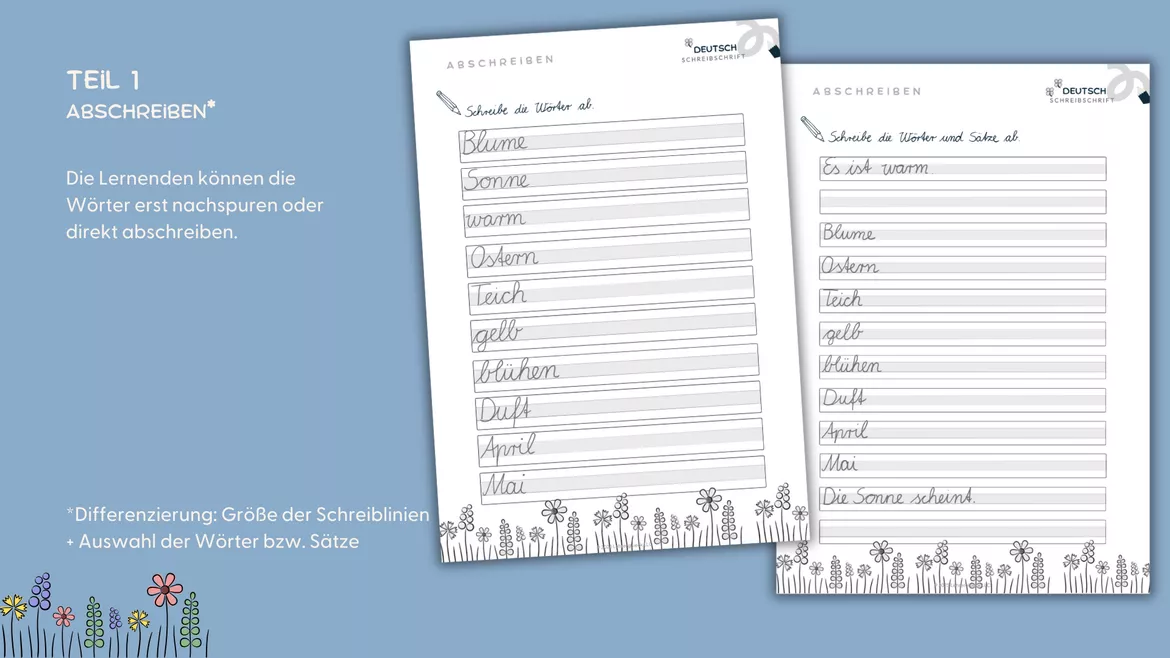 Bild in der Beschreibung des Unterrichtsmaterials Schreibschrift Übung (SAS) | Frühlings-Edition von Lehrerglück #1
