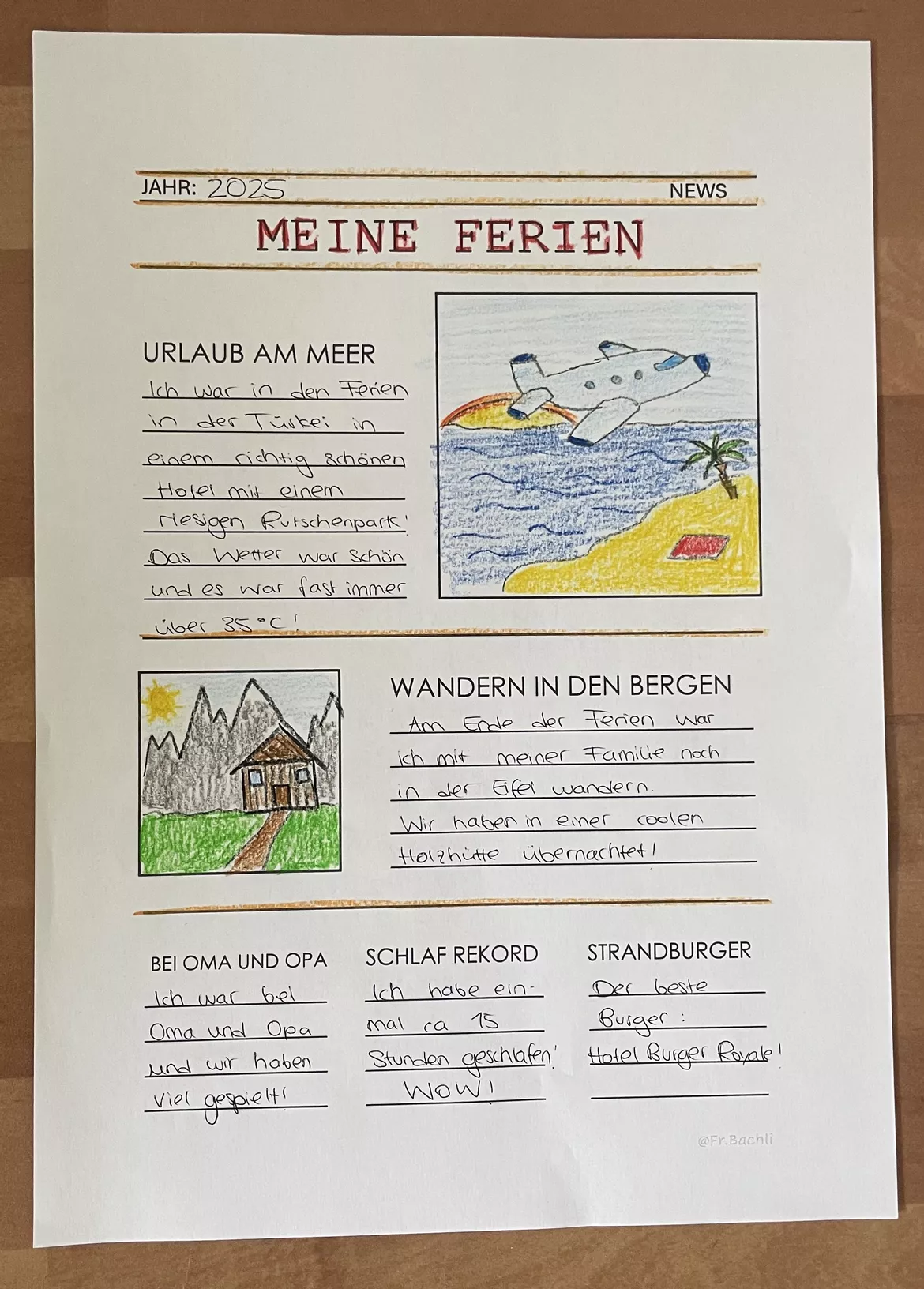 Bild in der Beschreibung des Unterrichtsmaterials Meine Ferien - Sommerferien-Zeitung zum Schulstart von Fr.Bachli #1