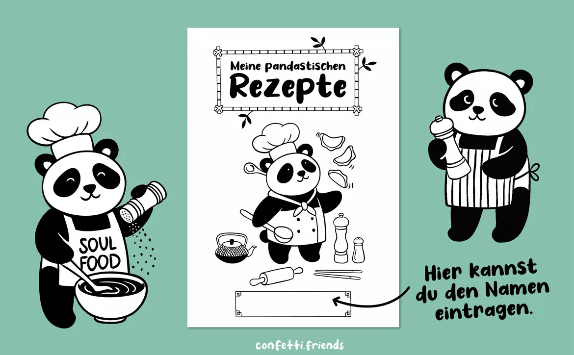 Bild in der Beschreibung des Unterrichtsmaterials Rezeptvorlagen mit niedlichen Pandas von confetti.friends #1