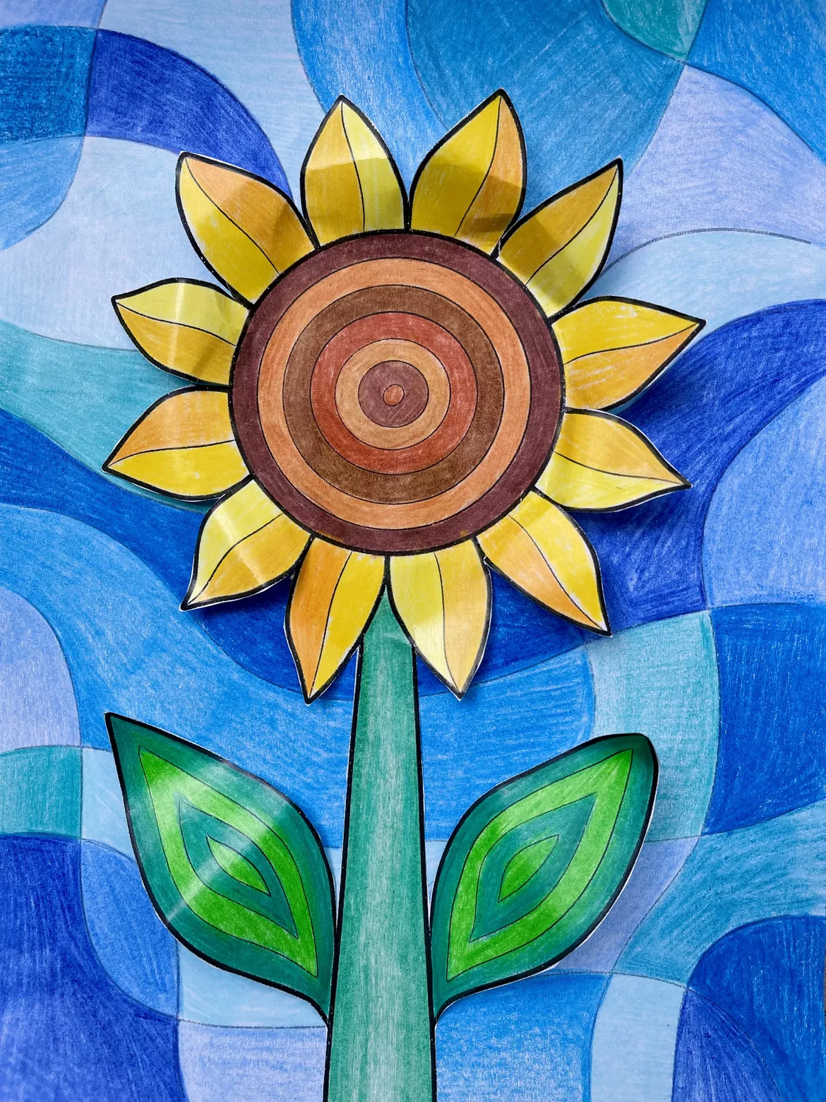 Bild in der Beschreibung des Unterrichtsmaterials 3D Sonnenblume im Herbst - Warme & Kalte Farben Kunstprojekt von Katy‘s Kunstraum #1