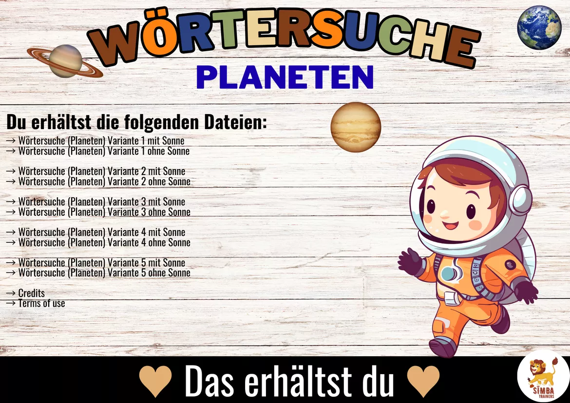 Bild in der Beschreibung des Unterrichtsmaterials Wörtersuche / Suchsel (Planeten des Sonnensystems) Puzzle Aktivität von SIMBA Trainers Education #2