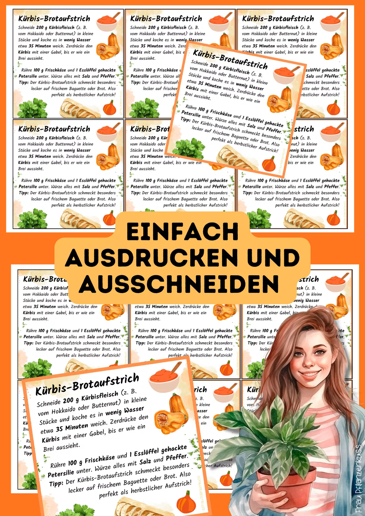 Bild in der Beschreibung des Unterrichtsmaterials Rezept Kürbis-Brotaufstrich Feriengruß Klasse 4 bis 9 von Frau Pflanzenkuss #1