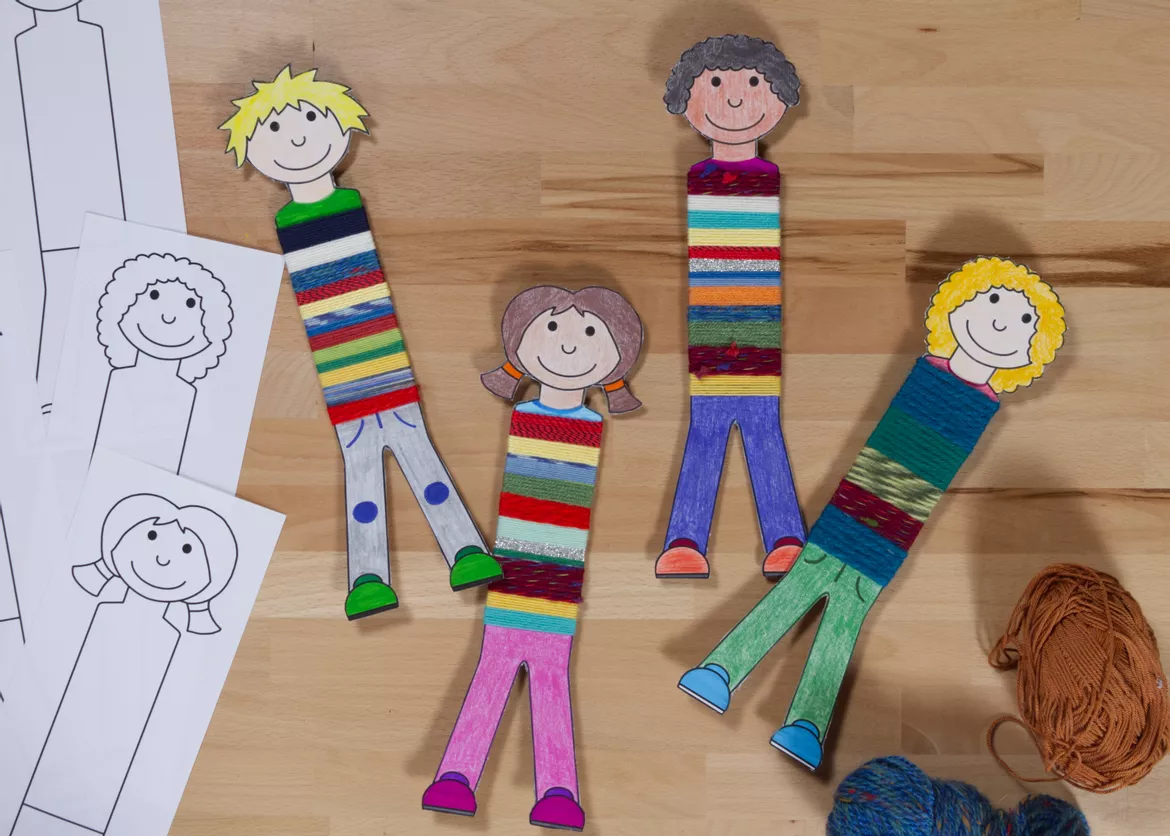 Bild in der Beschreibung des Unterrichtsmaterials Werken/ Handarbeit Grundschule, lustige Figuren wickeln, von Pinselpauker #1