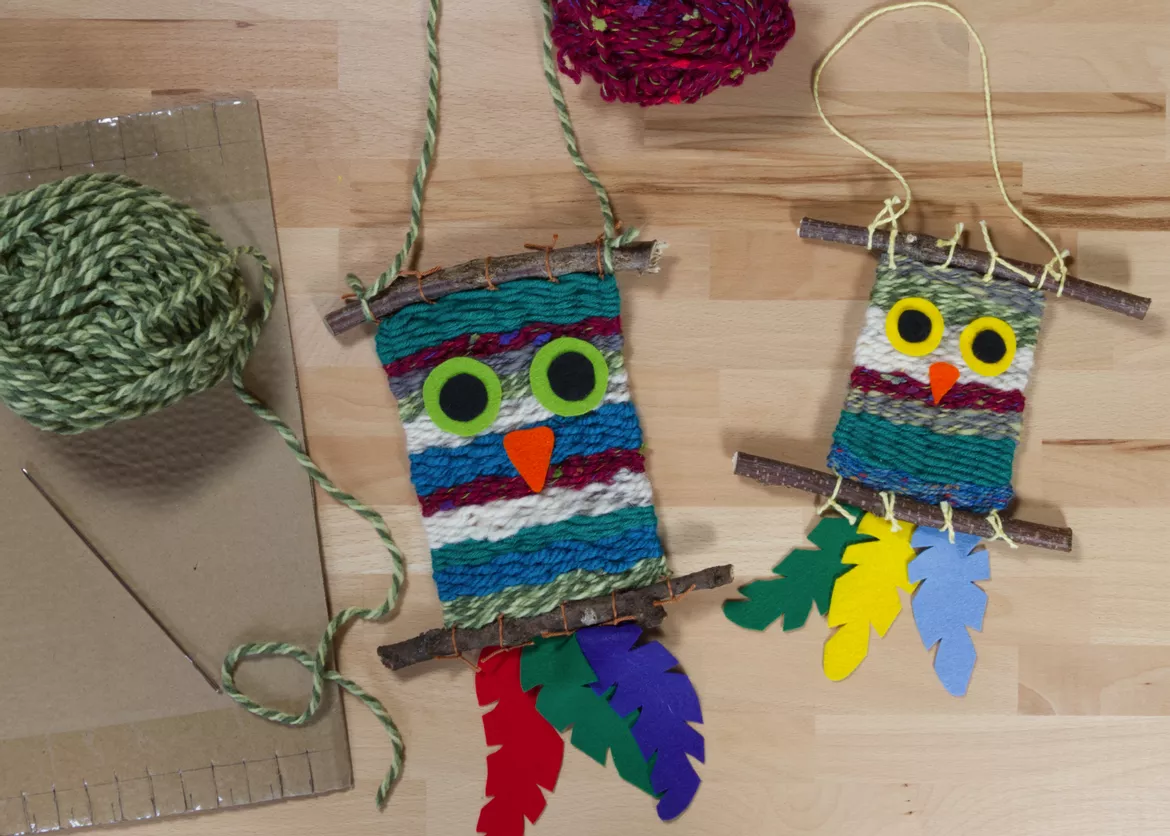 Bild in der Beschreibung des Unterrichtsmaterials Werken Grundschule, Eule weben, Herbst, Handarbeit von Pinselpauker #1