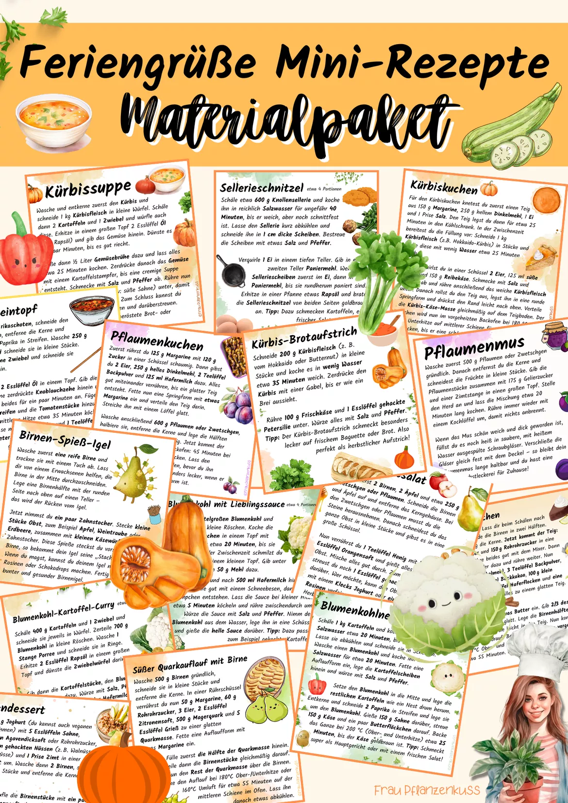 Bild in der Beschreibung des Unterrichtsmaterials Materialpaket Mini-Rezepte Herbstrezepte für Grund- und Realschule von Frau Pflanzenkuss #1