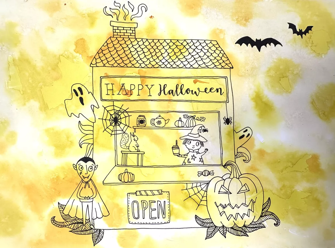 Bild in der Beschreibung des Unterrichtsmaterials Herbst- & Halloween-Café – Kreatives Kunstprojekt für den Kunstunterricht von Kreativ-Schwestern #1