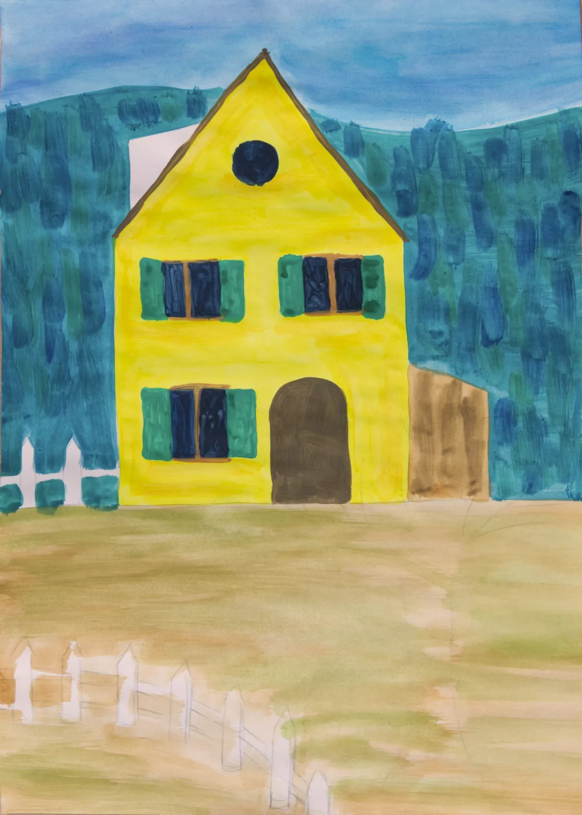 Bild in der Beschreibung des Unterrichtsmaterials Kunst Grundschule, Gabriele Münter, Gelbes Haus im Schnee von Pinselpauker #1