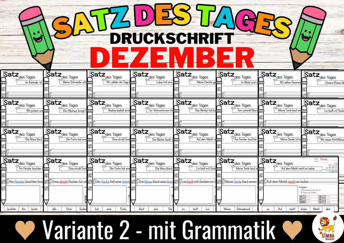 Bild in der Beschreibung des Unterrichtsmaterials Sätze schreiben / Satz des Tages / Schüttelsätze (Druckschrift) schreiben Weihnachten Dezember von SIMBA Trainers Education #5