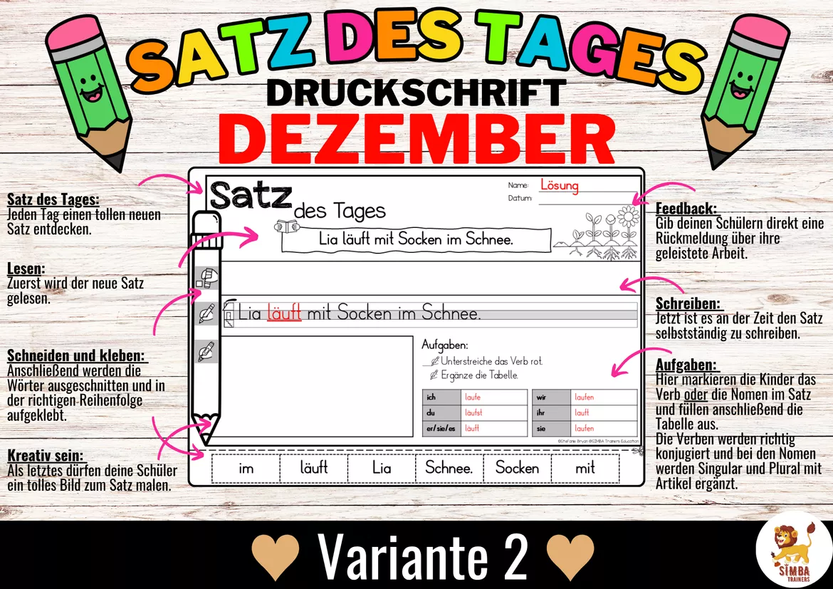 Bild in der Beschreibung des Unterrichtsmaterials Sätze schreiben / Satz des Tages / Schüttelsätze (Druckschrift) schreiben Weihnachten Dezember von SIMBA Trainers Education #2