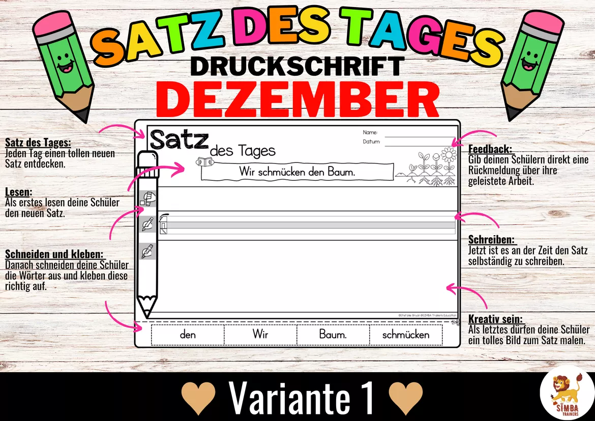 Bild in der Beschreibung des Unterrichtsmaterials Sätze schreiben / Satz des Tages / Schüttelsätze (Druckschrift) schreiben Weihnachten Dezember von SIMBA Trainers Education #1