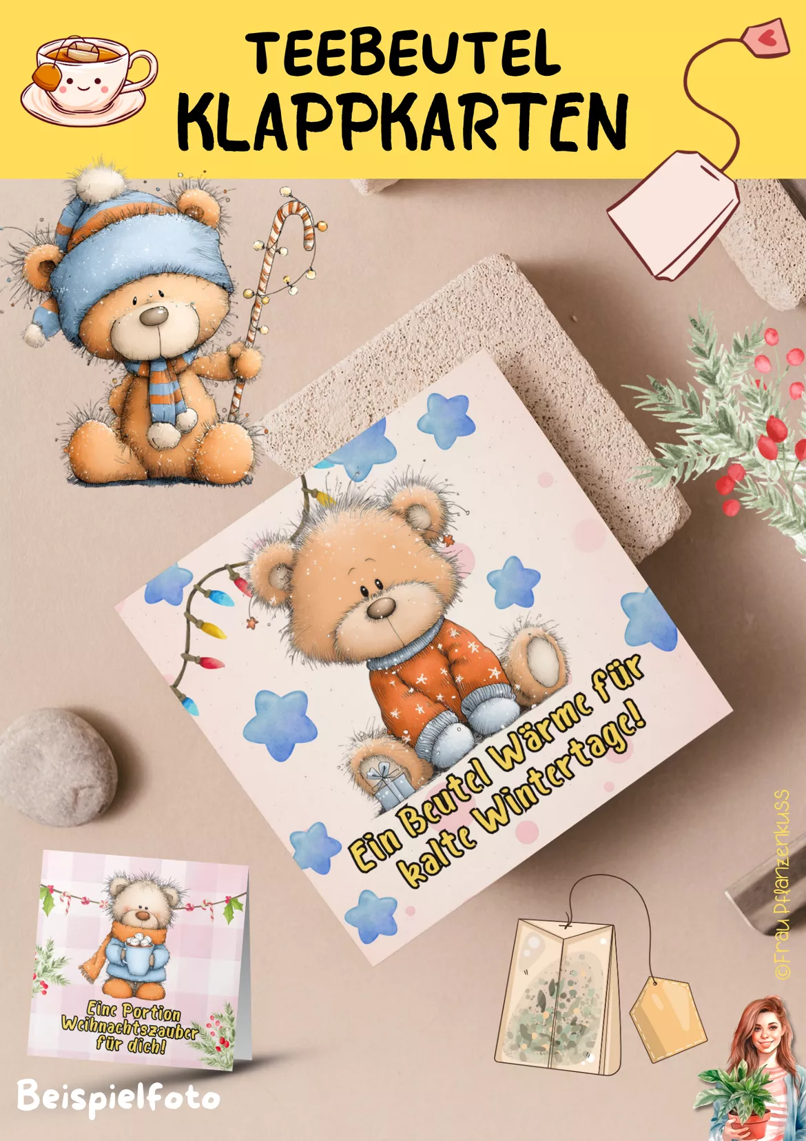 Bild in der Beschreibung des Unterrichtsmaterials Klappkarten für Teebeutel Teddy Weihnachten ab 1. Klasse von Frau Pflanzenkuss #2