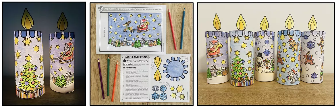 Bild in der Beschreibung des Unterrichtsmaterials Weihnachtskerzen (Windlichter) - Bastelvorlage von Unterrichtmitspass #1