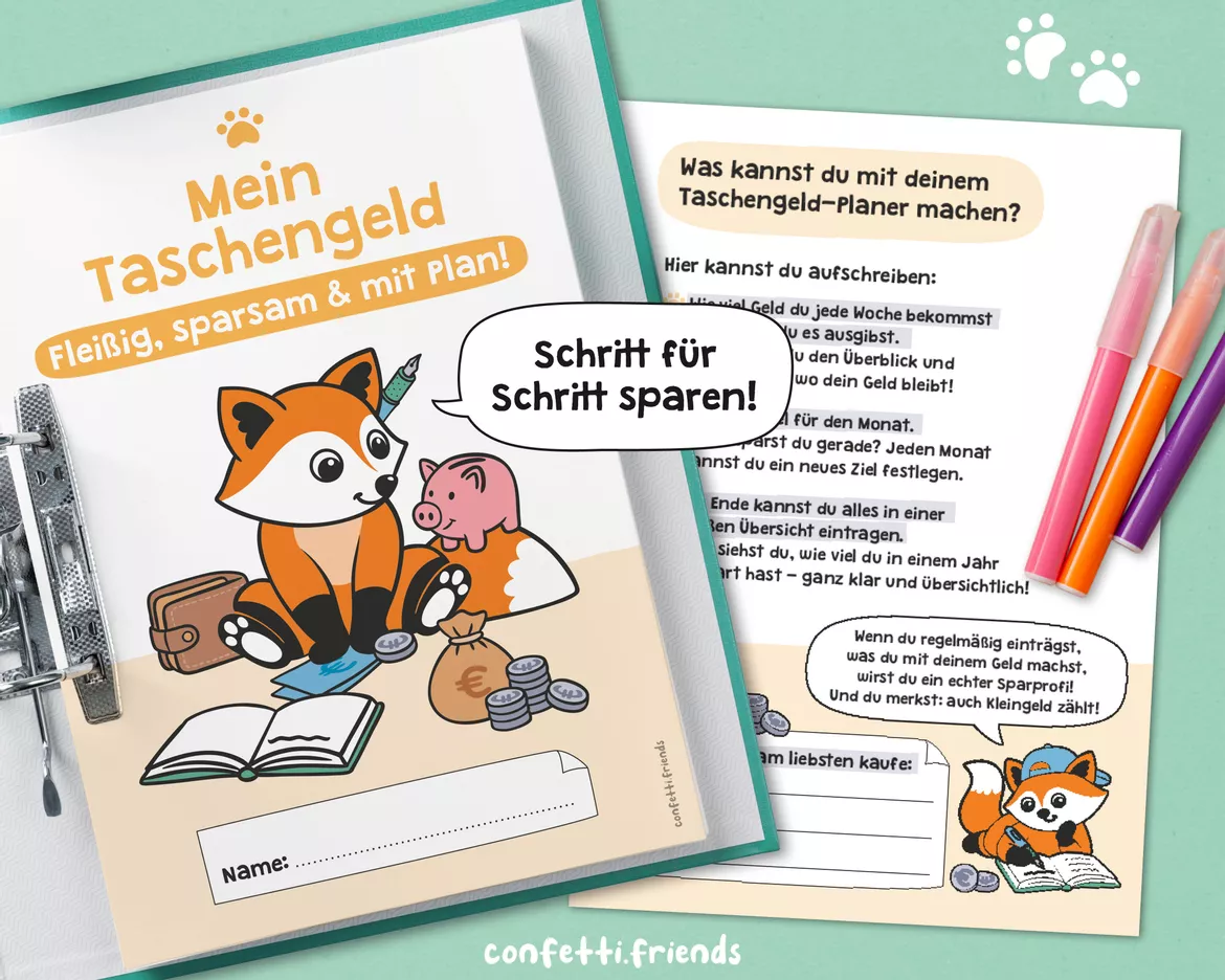 Bild in der Beschreibung des Unterrichtsmaterials Taschengeld-Planer mit Fuchs (8 Vorlagen) von confetti.friends #2