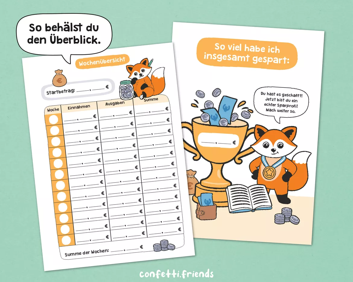 Bild in der Beschreibung des Unterrichtsmaterials Taschengeld-Planer mit Fuchs (8 Vorlagen) von confetti.friends #5