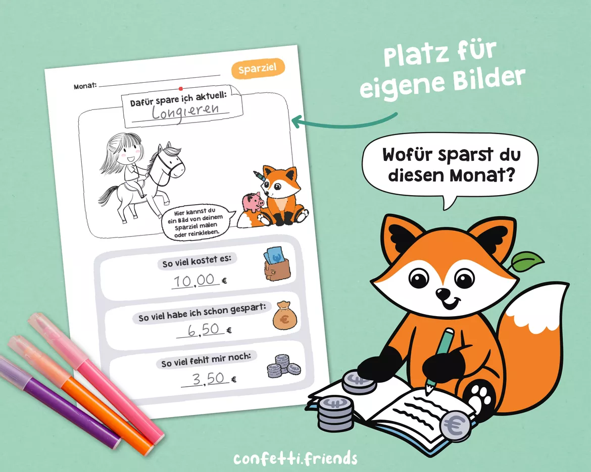 Bild in der Beschreibung des Unterrichtsmaterials Taschengeld-Planer mit Fuchs (8 Vorlagen) von confetti.friends #4