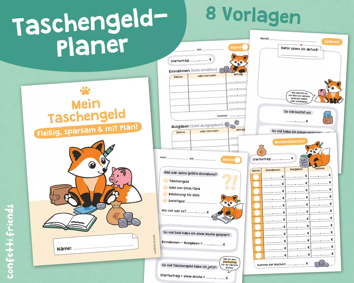 Bild in der Beschreibung des Unterrichtsmaterials Taschengeld-Planer mit Fuchs (8 Vorlagen) von confetti.friends #1