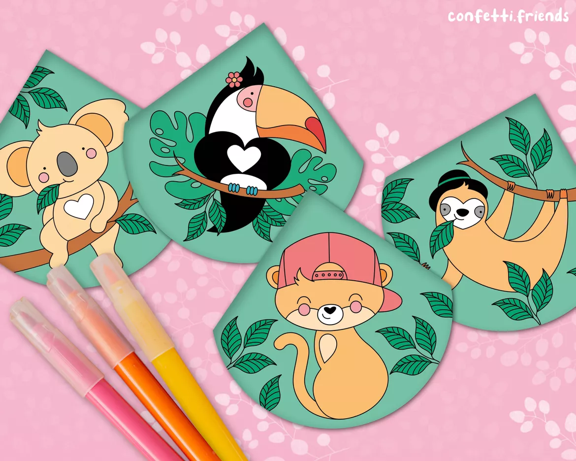 Bild in der Beschreibung des Unterrichtsmaterials Materialpaket Lesezeichen Ecken – Koala, Leopard, Faultier, Tukan von confetti.friends #2