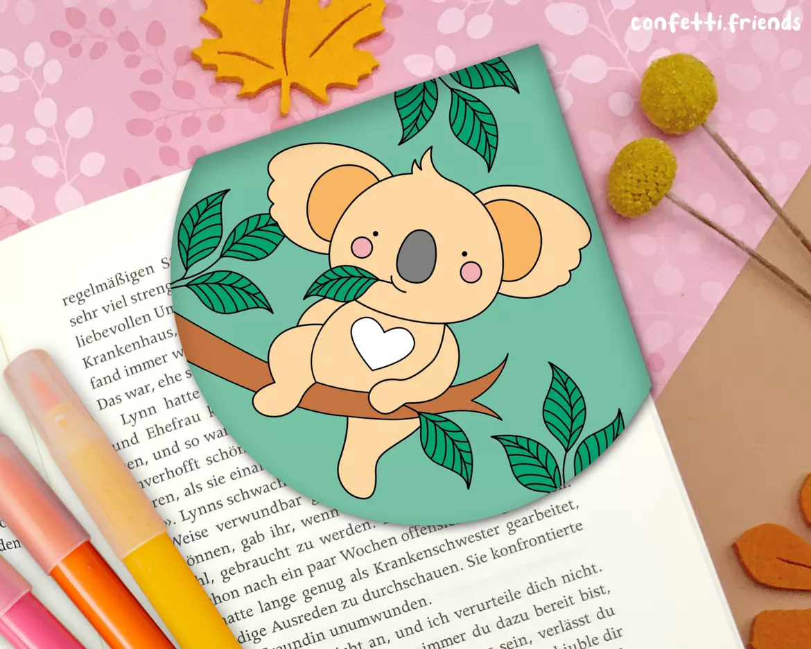 Bild in der Beschreibung des Unterrichtsmaterials Materialpaket Lesezeichen Ecken – Koala, Leopard, Faultier, Tukan von confetti.friends #3