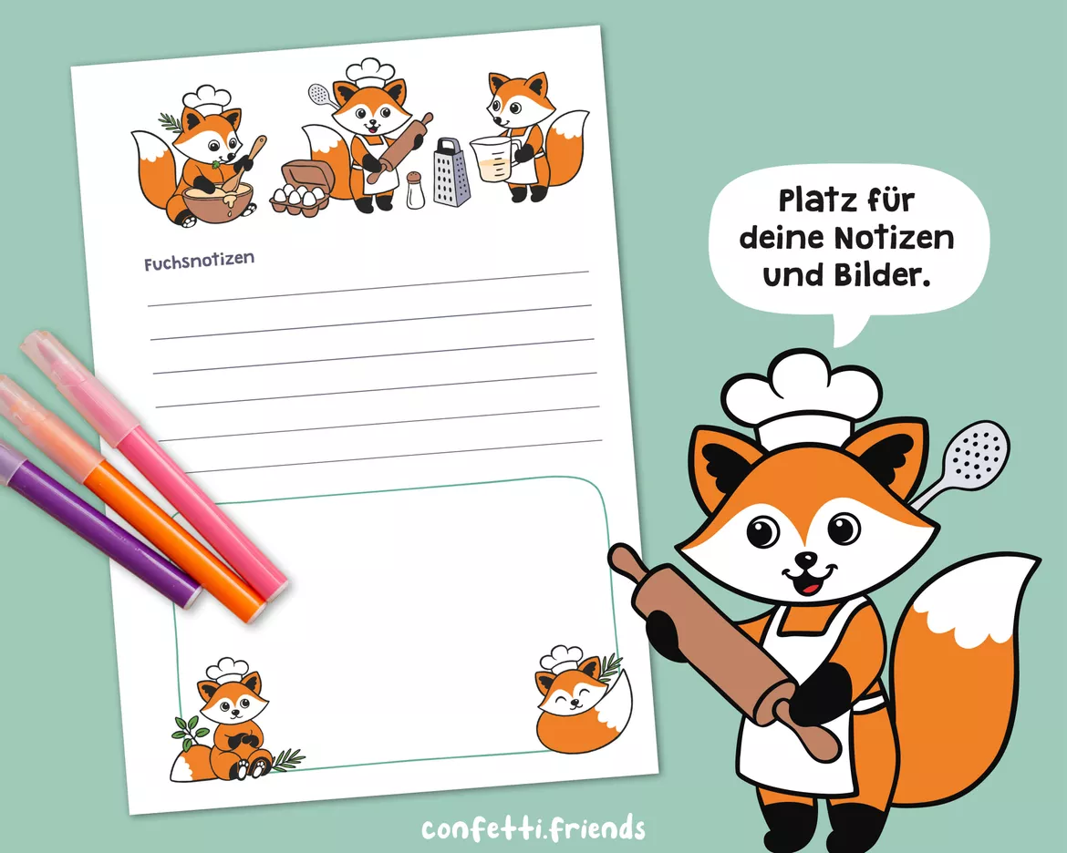 Bild in der Beschreibung des Unterrichtsmaterials Rezeptvorlagen mit niedlichem Fuchs von confetti.friends #5