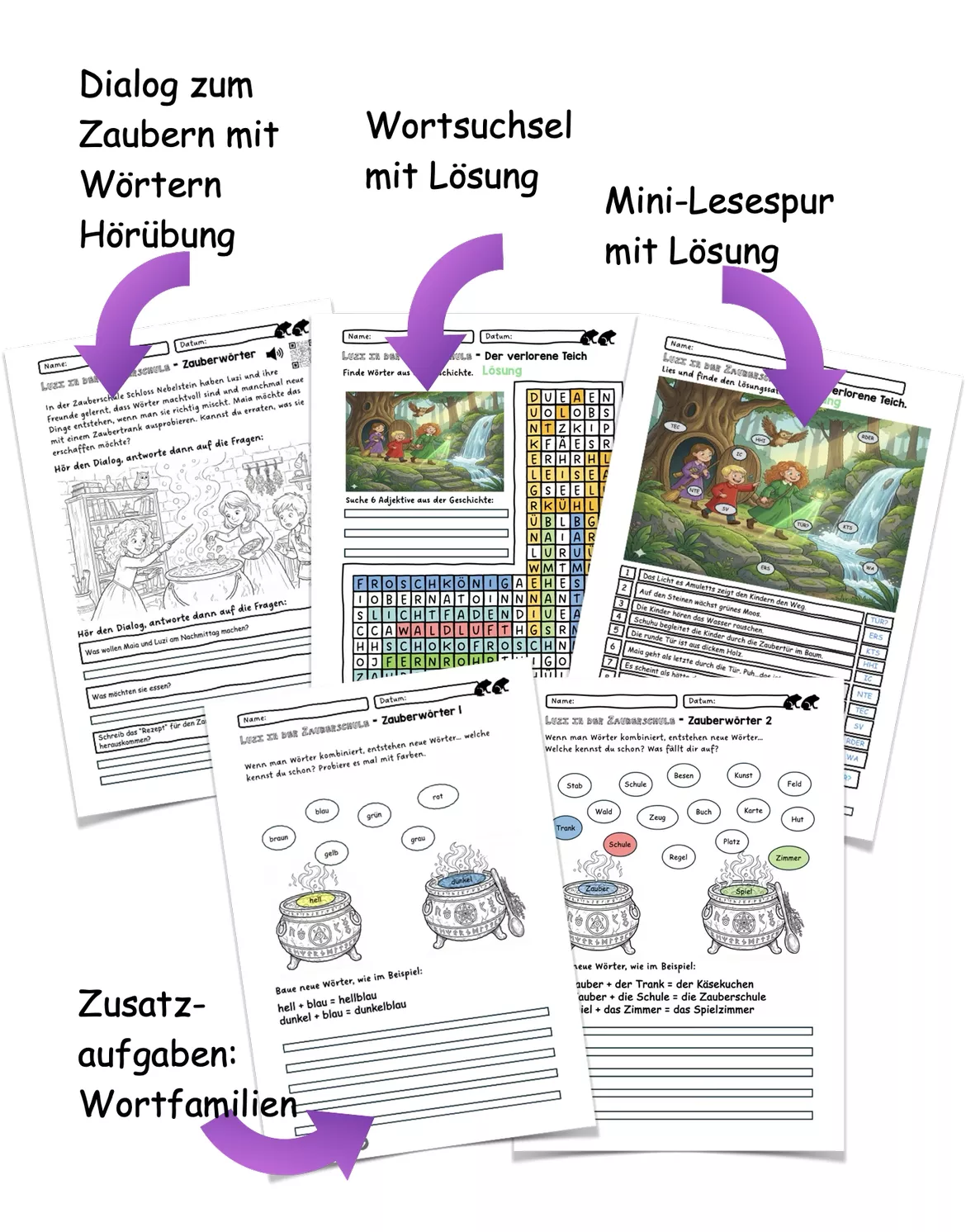 Bild in der Beschreibung des Unterrichtsmaterials Lesen Verstehen und Hören - Luzi in der Zauberschule Teil 3 von kreativ lernen #3