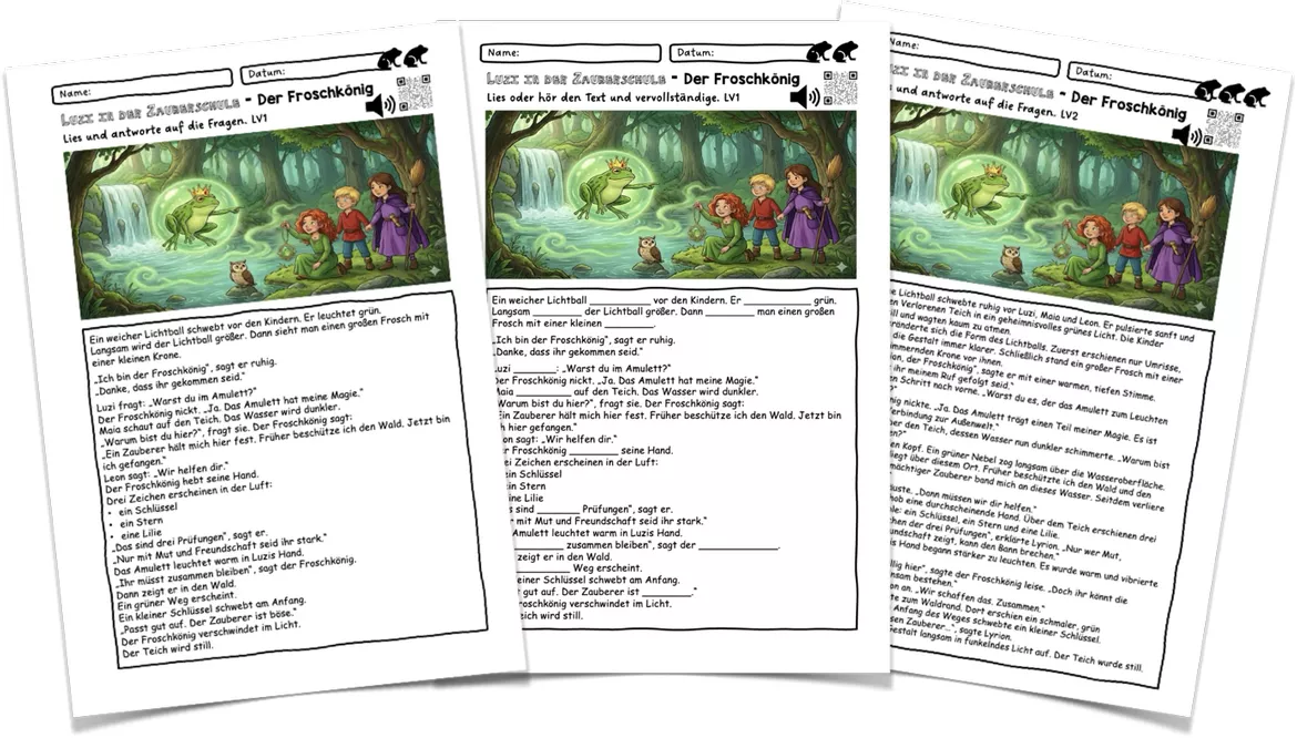 Bild in der Beschreibung des Unterrichtsmaterials Lesen, Hören & Malen – Luzi in der Zauberschule | Teil 4: Das Geheimnis des Froschkönigs von kreativ lernen #1