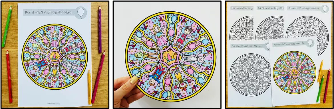 Bild in der Beschreibung des Unterrichtsmaterials KARNEVAL / FASCHING - Mandalas (5 Malvorlagen) von Unterrichtmitspass #1