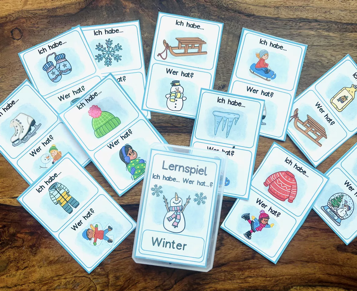 Bild in der Beschreibung des Unterrichtsmaterials Winter Lernspiel: Ich habe wer hat für Nichtleser in der Vorschule, Klasse 1 Förderunterricht Deutsch von LernTagebuch #1