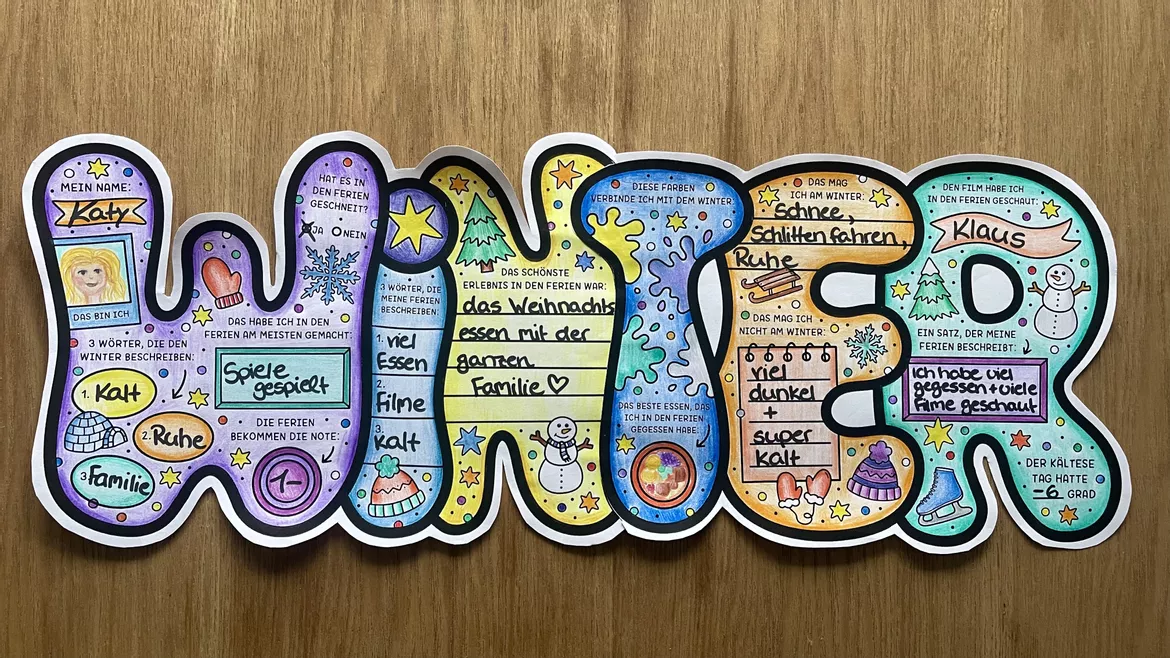 Bild in der Beschreibung des Unterrichtsmaterials Winter Doodle Steckbrief zum Ausfüllen & Ausmalen - Rückblick auf die Weihnachts oder Winterferien von Katy‘s Kunstraum #1