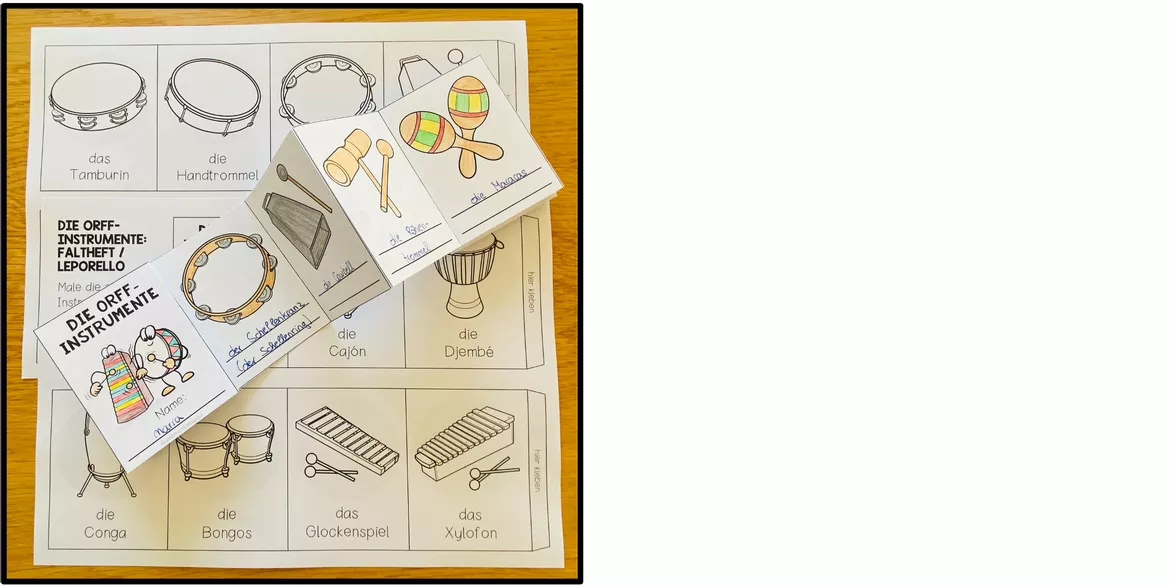 Bild in der Beschreibung des Unterrichtsmaterials ORFF-INSTRUMENTE - Leporello (Faltheft) von Unterrichtmitspass #1