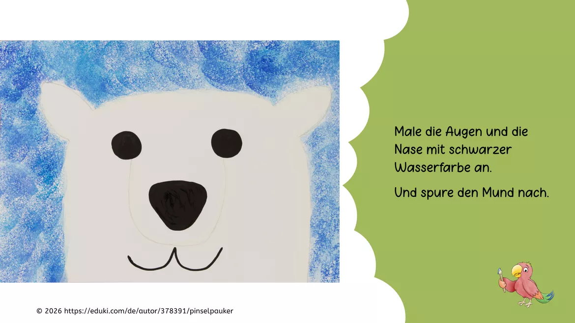 Bild in der Beschreibung des Unterrichtsmaterials Kunst Winter, male einen Eisbär, Grundschule von Pinselpauker #2