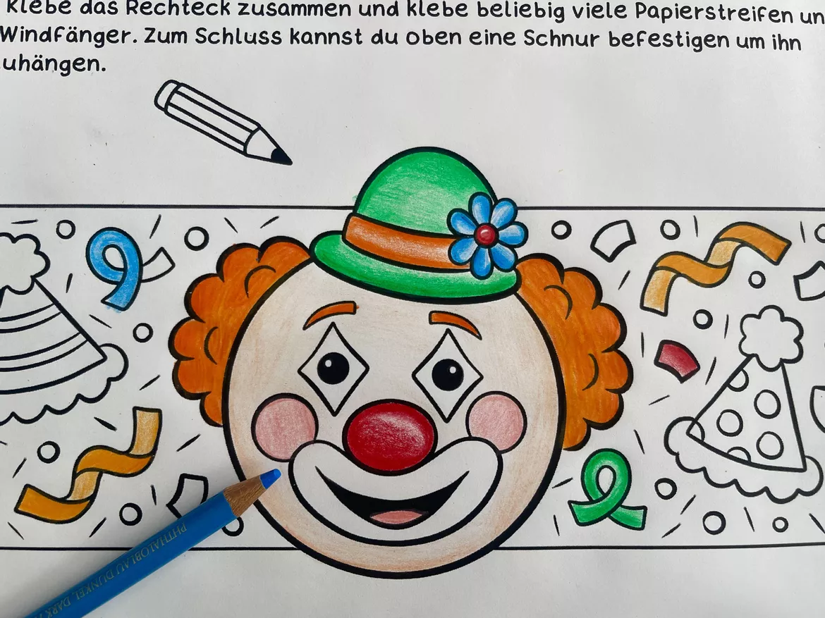 Bild in der Beschreibung des Unterrichtsmaterials Bunte Clown Windfänger basteln - Kunst für Fasching & Karneval von Katy‘s Kunstraum #1