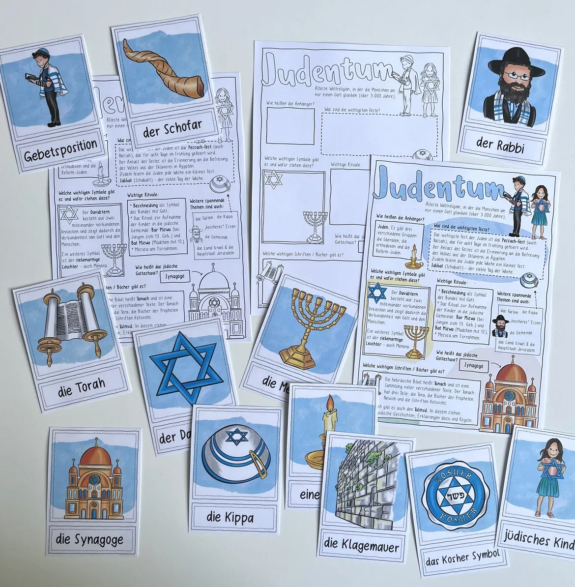 Bild in der Beschreibung des Unterrichtsmaterials Judentum / Weltreligion - Steckbriefe, Merkzettel und Bildwortkarten - Religion von Doodleteacher #1