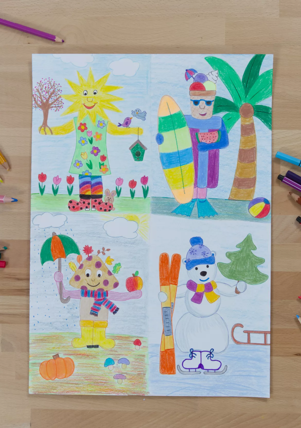 Bild in der Beschreibung des Unterrichtsmaterials Die Jahreszeiten malen/ Kunst Grundschule von Pinselpauker #1