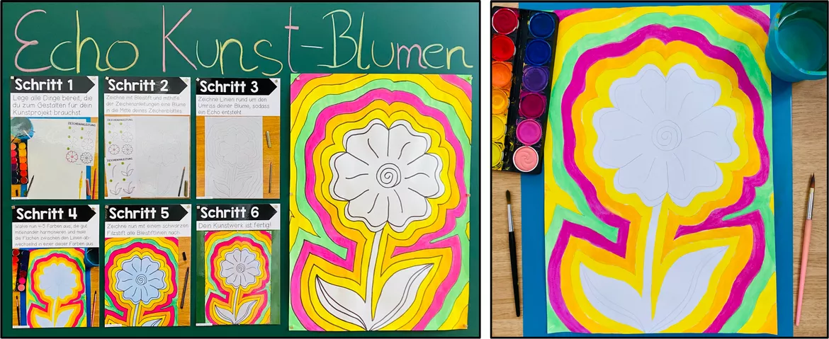 Bild in der Beschreibung des Unterrichtsmaterials Blumen – Echo Kunst (fertig geplante Kunststunde) von Unterrichtmitspass #1