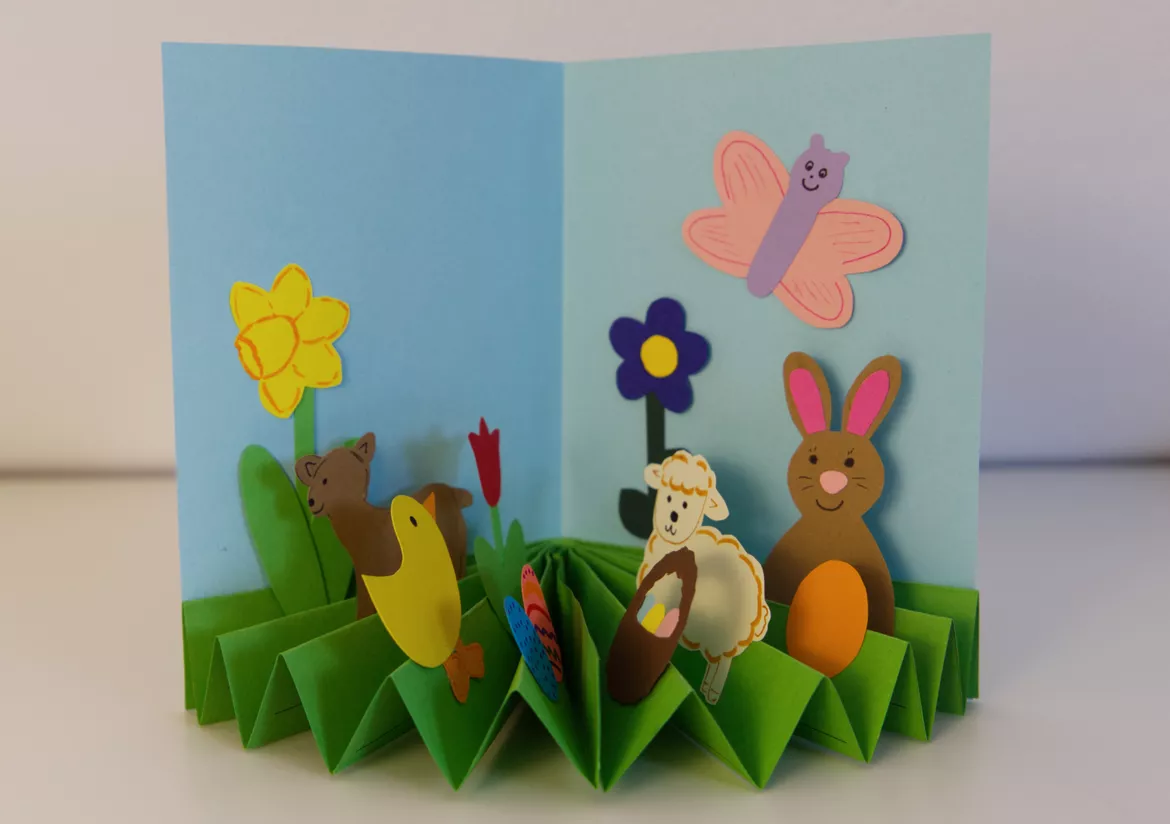 Bild in der Beschreibung des Unterrichtsmaterials Kunst Ostern, Pop-up Osterkarte basteln, Grundschule von Pinselpauker #2
