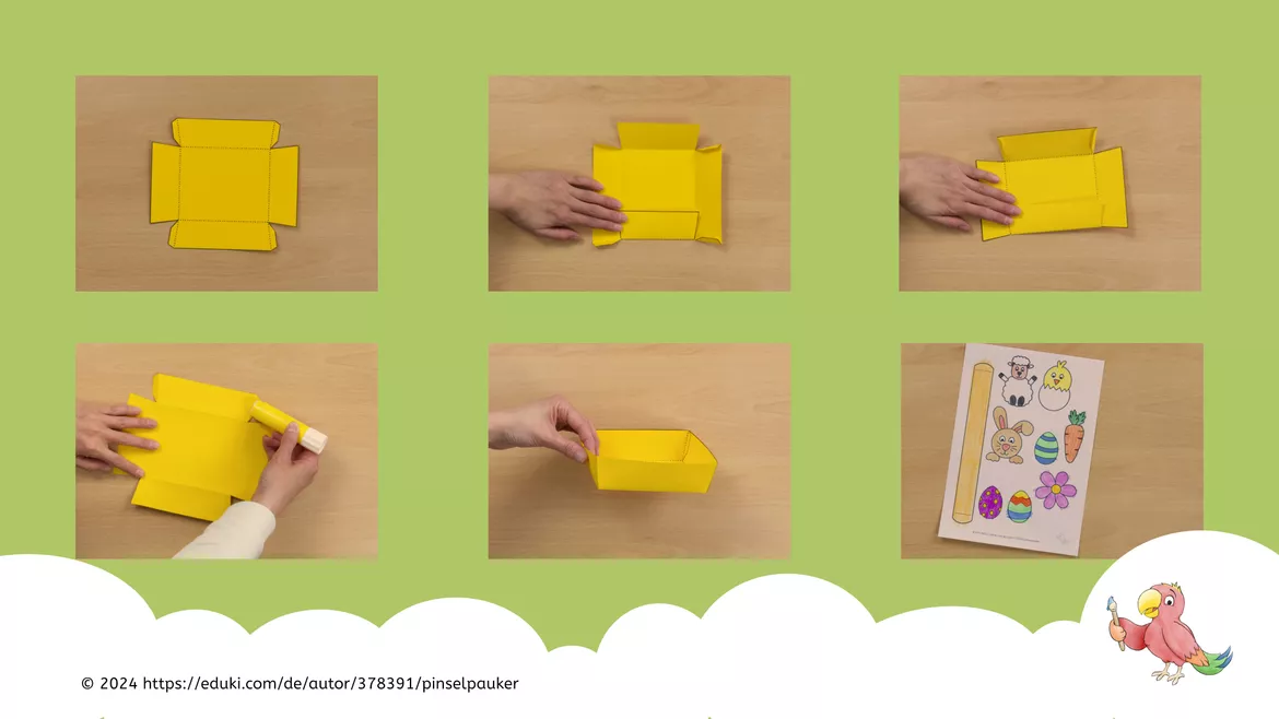 Bild in der Beschreibung des Unterrichtsmaterials Kunst Ostern, Osternest falten, Grundschule von Pinselpauker #2