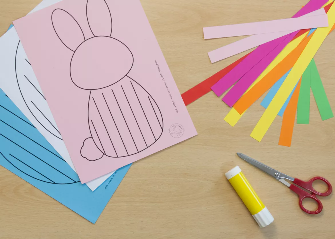 Bild in der Beschreibung des Unterrichtsmaterials Kunst Ostern, gewebte Fensterbilder, Osterhase, Osterei von Pinselpauker #2